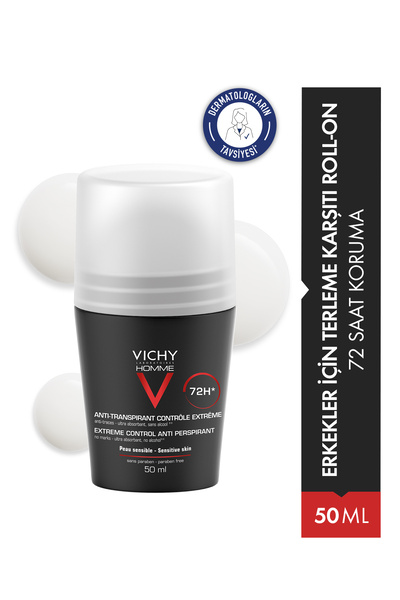 Vichy Homme Anti Perspirant Erkekler İçin Terlemeye Karşı 72 Saat Etkili Roll...