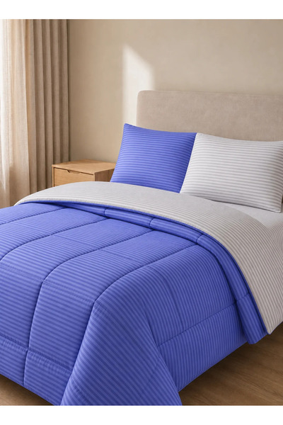 Hotel Linen Klub Stripe Reversible Comforter Set- Ultra Soft Microfiber Fabri...