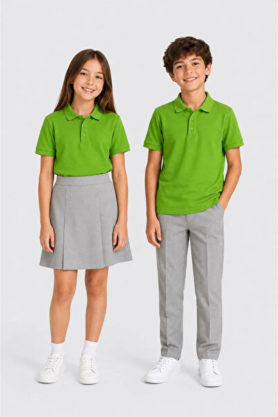 The Clover Girls & Boys Unisex Green 100% Cotton Polo Collar Short Sleeve 2-P...