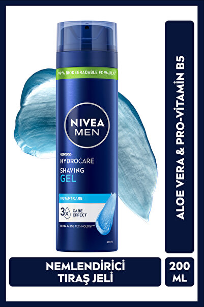 NIVEA MEN Erkek Tıraş Jeli Hyrocare 200ml, Kesik ve Kuruluk Karşıtı, Nemlendi...