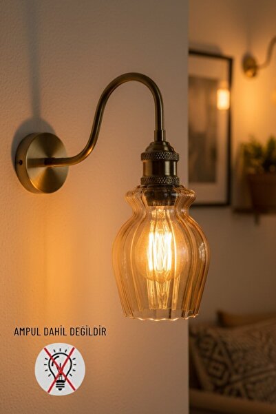 Bamyum Petal Bal Cam Aplik Duvar Lambası Modern Otel Cafe Vintage Salon Yatak...
