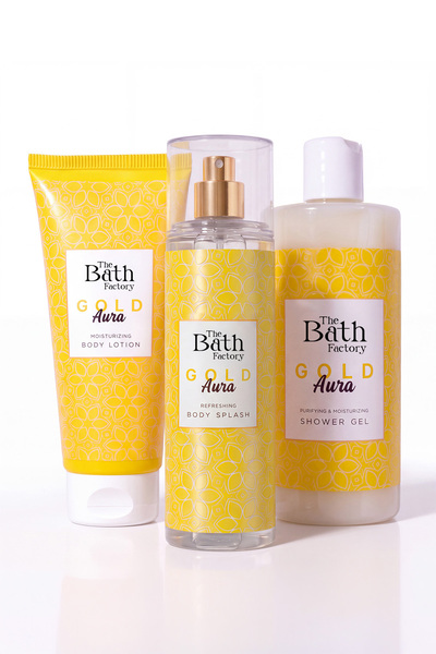 THE BATH FACTORY Gold Aura Duş Jeli + Vücut Spreyi + Vücut Losyonu