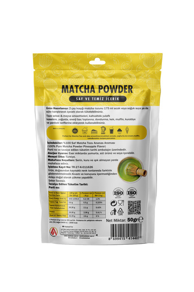 Mahbuba Ananas Aromalı Matcha Çayı Tozu 50gr