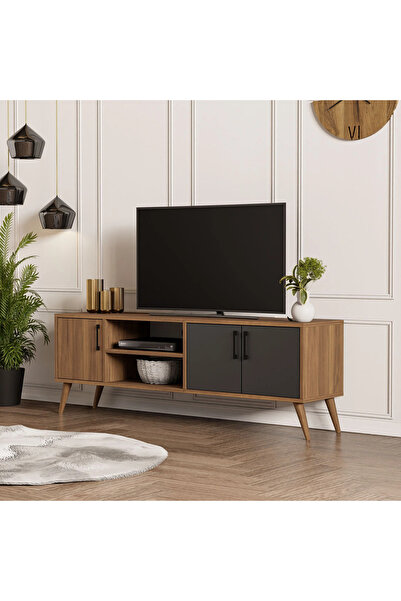 Mezza 1580 Eksen 150 Cm (AHŞAP AYAKLI) Tv Ünitesi Ürgüp-Antrasit