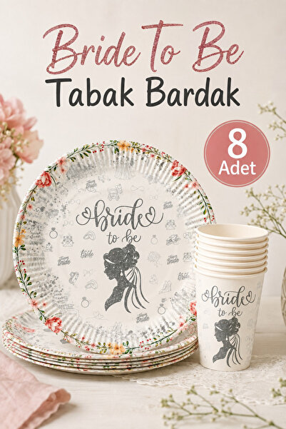 Huzur Party Store Bride to Be Written Bride Printed 8-Piece Plate Cup Bachelo...