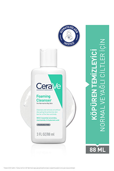 CeraVe Normal ve Yağlı Ciltler İçin Köpüren Temizleyici 88 ml