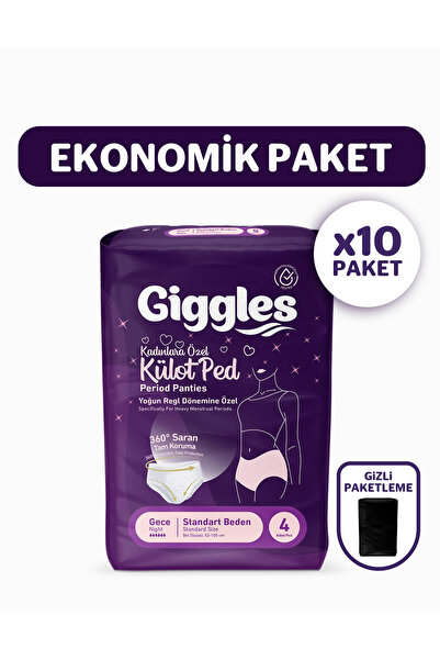giggles Külot Ped (Regl Gece Külodu) Bel Ölçüsü 52-100 cm Standart Beden 10 P...