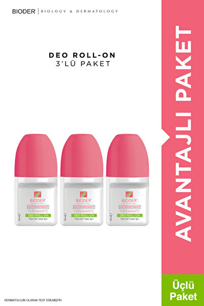 Bioder Pure & White Roll - On 3x50 ml Antiperspirant Terleme Önleyici - Kol A...