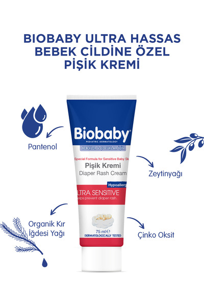 Biobaby Bebek Pişik Kremi 75 g – Çinko Oksit, Organik Kır İğdesi Yağı ve Zeytinyağı İçerir