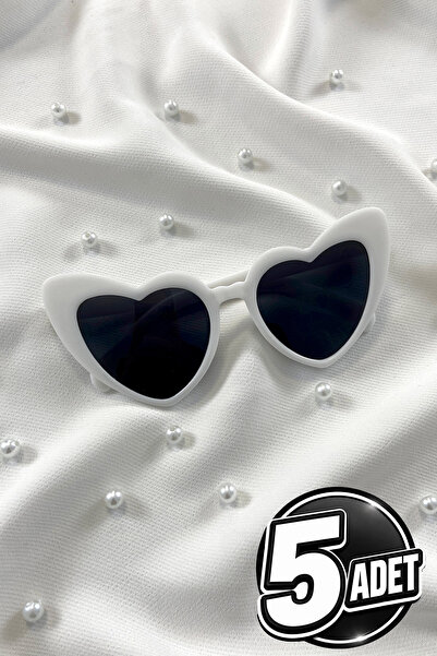 ZEYMERADE White Hearted Bride Groom Glasses, 5 Pieces Bride Bridesmaid Curren...