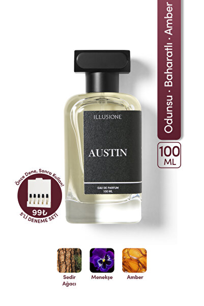 ILLUSIONE FRAGRANCE Austin Edp Erkek Parfüm 100ml | Odunsu - Baharatlı - Ambe...