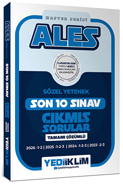 Yediiklim Yayınları ALES Master Serisi Sözel Yetenek Tamamı Çözümlü Son 10 Sı...