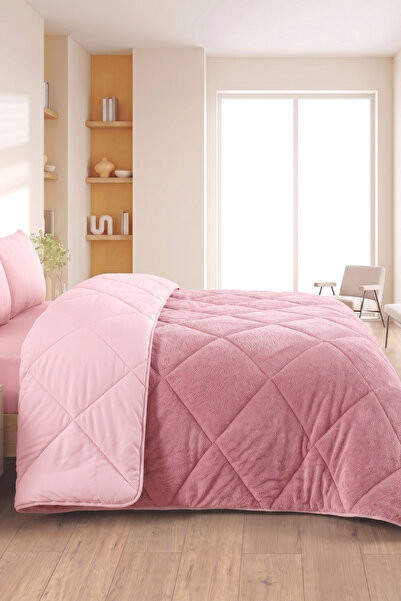 Formeya Çift Kişilik Lüx Pudra 4 Mevsim Wellsoft Yorgan Seti Çift Taraflı 195x215 cm (2 adet Yastık Kılıflı)