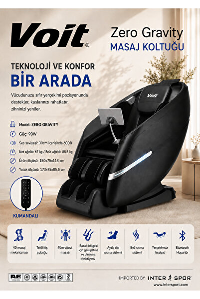 Voit Zero Gravity Masaj Koltuğu 4D Masaj, Sıfır Yerçekimi, Bel Isıtma, Blueto...
