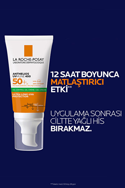 La Roche Posay Anthelios Oil Control Gel Cream Yağlı/ Karma Cilt Tipleri için Güneş Koruyucu Yüz Kremi SPF50+ 50 ml