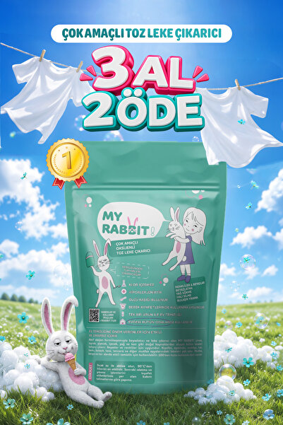 My Rabbit! Çamaşır Ve Yüzey Için Çok Amaçlı Oksijenli Toz Leke Çıkarıcı ve be...