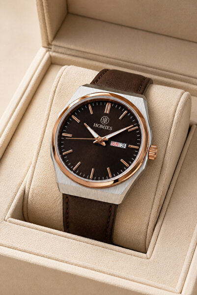 Homies Original Brown Genuine Leather Cord Men's Wristwatch 3 Atm Water Resis...