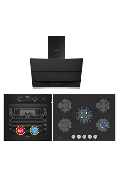 Simfer 0+10 Fonksiyon Steam Master Siyah 3'lü Ankastre Set ( 8244 Fırın - 375...