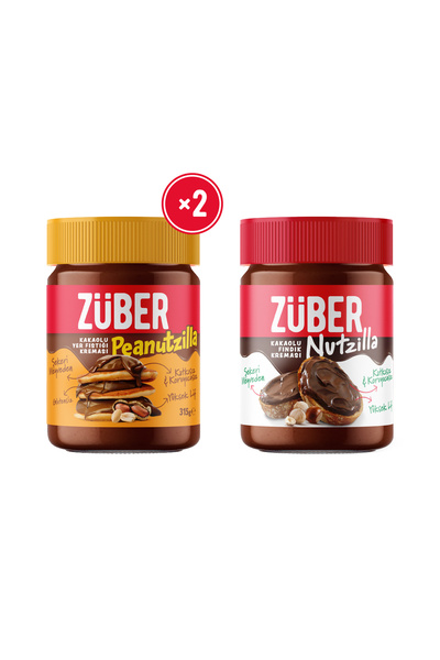 Züber Peanutzilla Kakaolu Yer Fıstığı Kreması 315g x2 + Nutzilla Kakaolu Fınd...