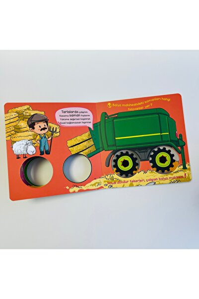 Sincap Kitap Tekerlekler İş Başında-Çalışkan Çiftlik Araçlarım İnce Motor,Hareketli Tekerlekli Kitap 0-3 Yaş