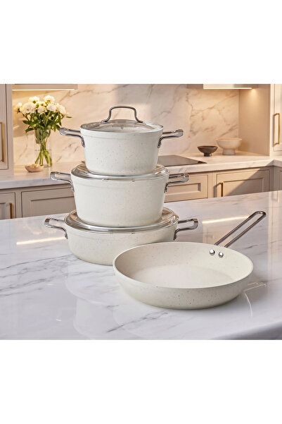Karaca Granit White Stone 7 Pieces Induction White