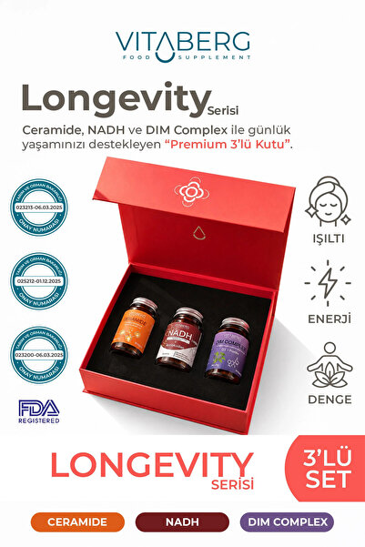 Vitaberg Longevity 3’lü Takviye Seti - NADH, Ceramide ve DIM Complex