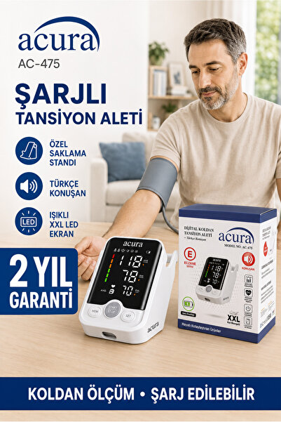 Acura Ac-475 Şarjlı, XXL Manşetli Türkçe Konuşan Koldan Tansiyon Aleti