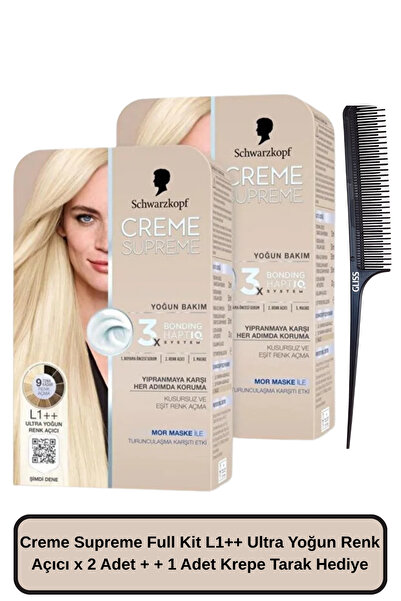 Schwarzkopf Creme Supreme Full Kit L1++ Ultra Yoğun Renk Açıcı x 2 Adet