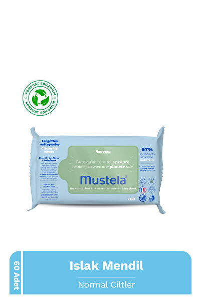 Mustela %99 Doğal İçerikli Kompost Edilebilir Islak Mendil Yüz El Bez 60'lı B...