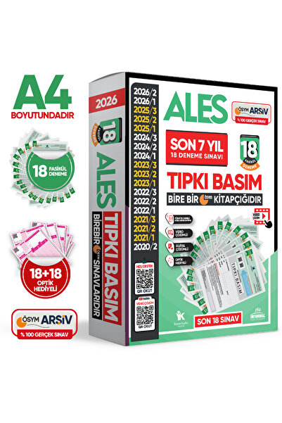 İnformal Yayınları 2026 ALES ÖSYM Tıpkı Basım Çıkmış Soru 18li Deneme Paketi ...