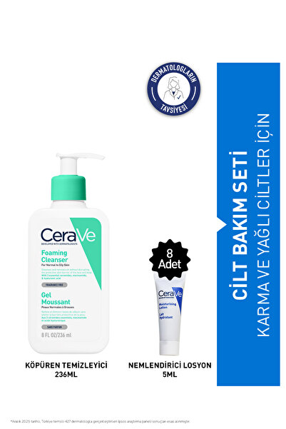 CeraVe Yağlı ve Karma Ciltler İçin Cilt Bakım Seti:Köpüren Temizleyici 236ML&...