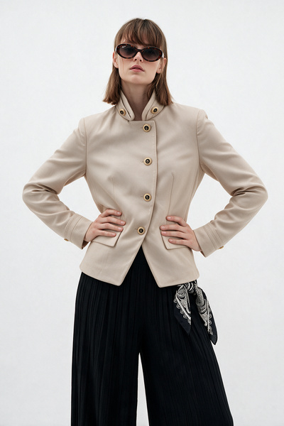 Trendyol Collection Jachetă blazer asimetrică cu nasturi din piatră TWOAW27BC...