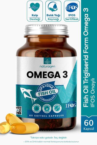 Naturagen Omega-3 Fish Oil 1200 mg 60 Softgel Balık Yağı | IFOS Onaylı | Glut...