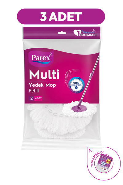 Parex Multi Yedek Mop 2'li Paket (Sapsız) Toplam 6 Adet