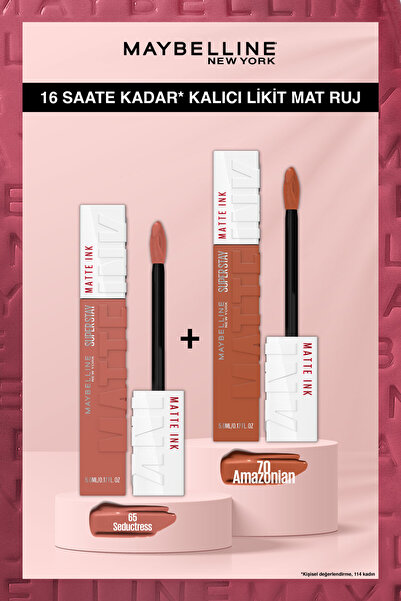 Maybelline New York Super Stay Matte Ink Likit Mat Ruj - 65 Seductress - Nude...