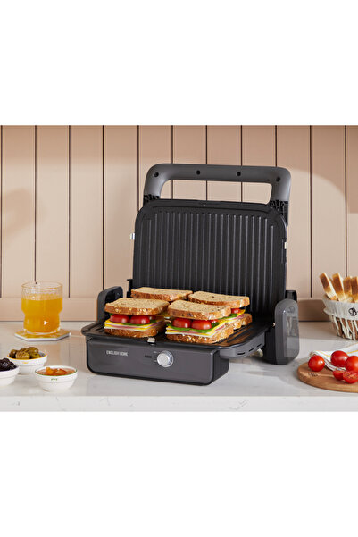 English Home TMK 5050 Teflon Çıkarılabilir Plakalı Tost Makinesi 1800W Antrasit
