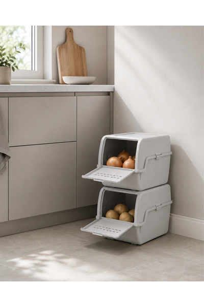 Jet's Home 2'li Mini Boy Patates Soğan Sepeti BPA Free Sebzelik Organizer Kut...