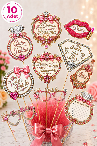 Huzur Party Store Bride To Be Pankart Seti 10 Adet 30 cm Bekarlığa Veda Gelin...