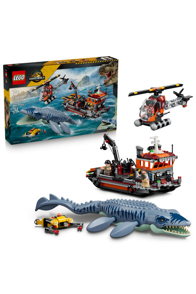 LEGO ®   Jurassic World Mosasaurus Dinozaur Łódź Atakująca Zabawka 77983