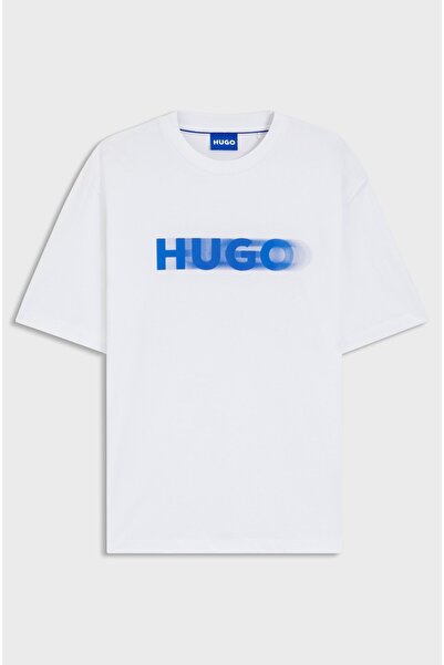 HUGO Bulanik logo baskili, tüm cinsiyetlere uygun tisört