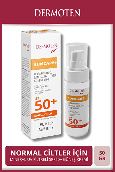 Dermoten Normal Ciltler için Güneş Kremi Suncare+ SPF 50+ Faktör UV Mineral F...