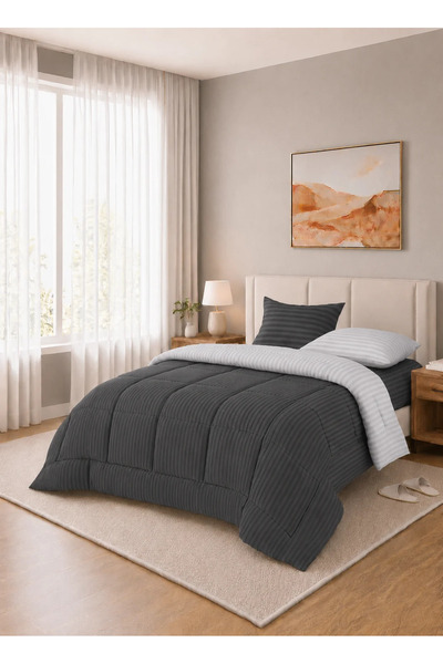 Hotel Linen Klub Stripe Reversible Comforter Set- Ultra Soft Microfiber Fabri...