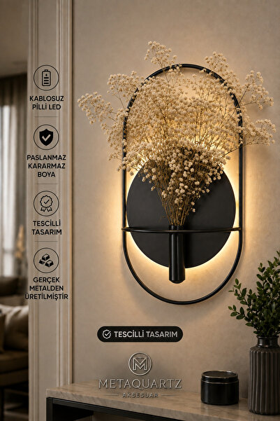 MetaQuartz Aksesuar SİYAH APLİK Model Çiçeklik (1 Adet) + Cipso Çiçek (1 Adet...
