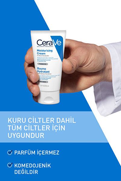 CeraVe Kuru Ciltler İçin Nemlendirici Cilt Bakım Seti: Seramid&Hyalüronik İçerikli Yüz/Vücut Kremi 50 mlx2