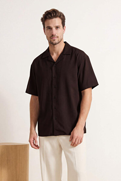 Trendyol Collection Brown Normal Fit &100 Cotton Gabardine Short Sleeve Woven...