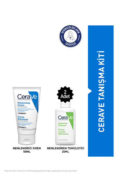 CeraVe Tanışma Kiti: Nemlendirici Krem 50 ml& Nemlendiren Temizleyici 2x20ML