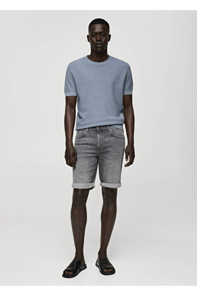 MANGO Gri Denim Erkek Şort & Bermuda 77140577