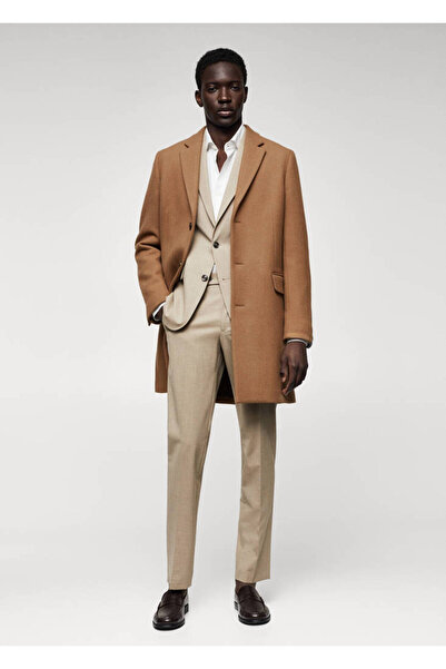 MANGO Man Koyu Camel Erkek Palto 47110020