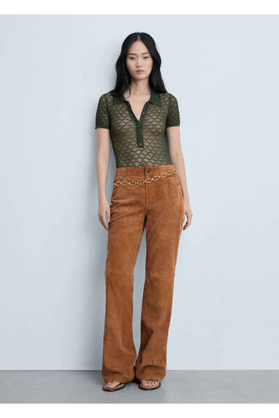 MANGO Koyu Camel Kadın Pantolon 77074059