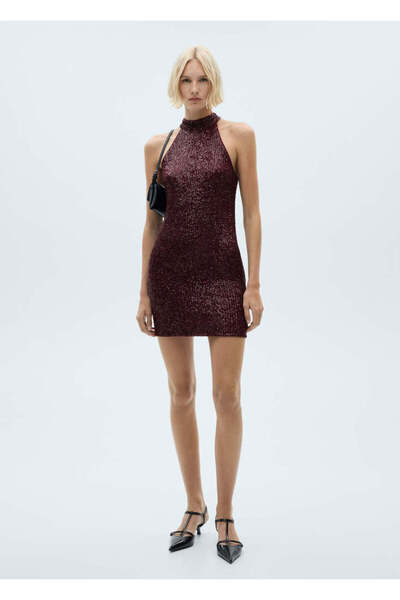 MANGO BORDEAUX Kadın Elbise 77039064